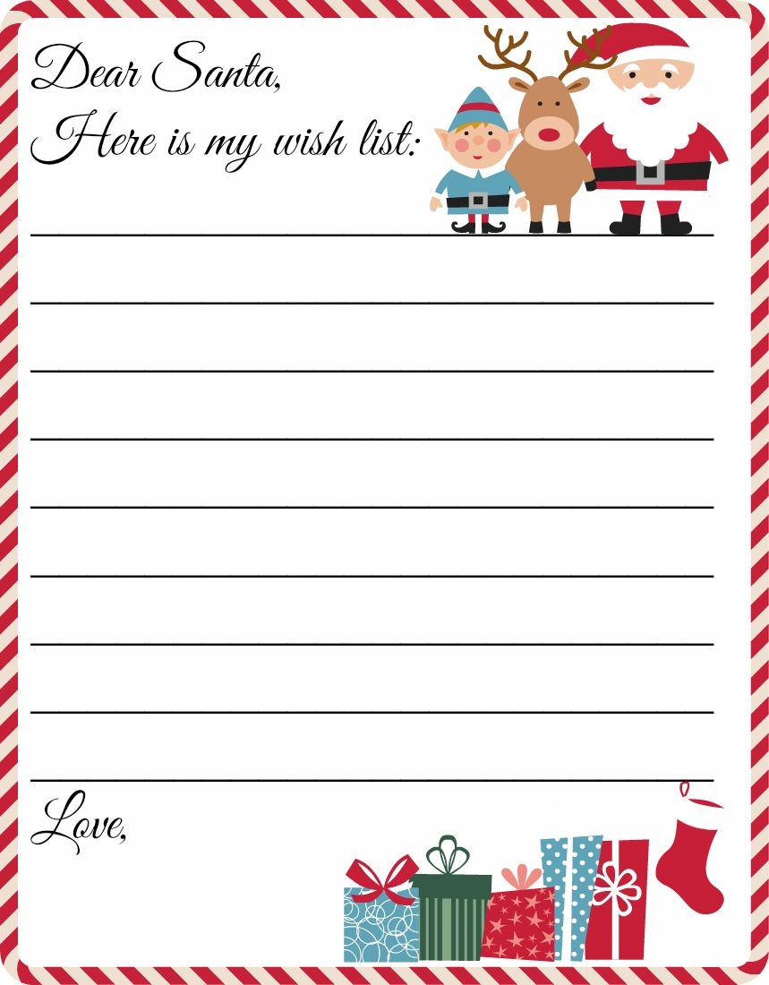 Free Printable Letter To Santa Template Cute Christmas Wish List Worksheets Library