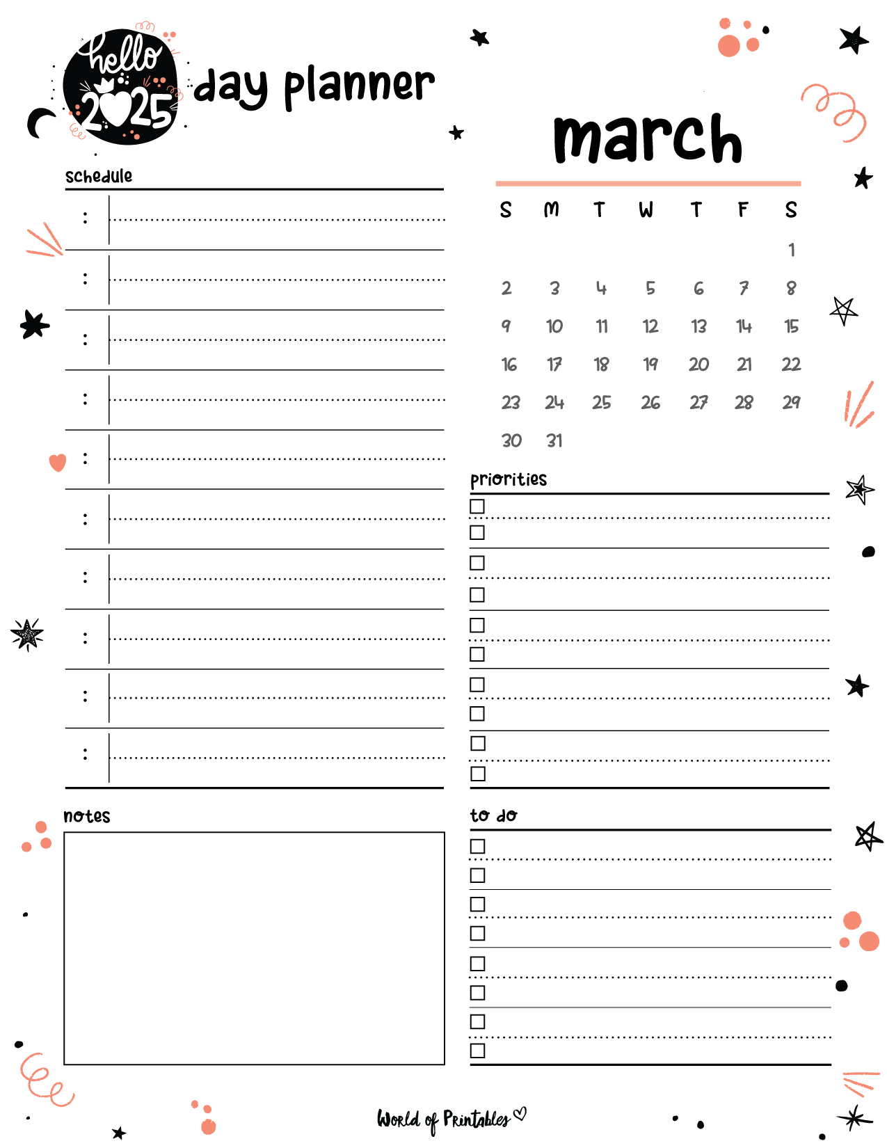 Free Printable March 2025 Planners World Of Printables Free Printable March 2025 Planners World Of Printables
