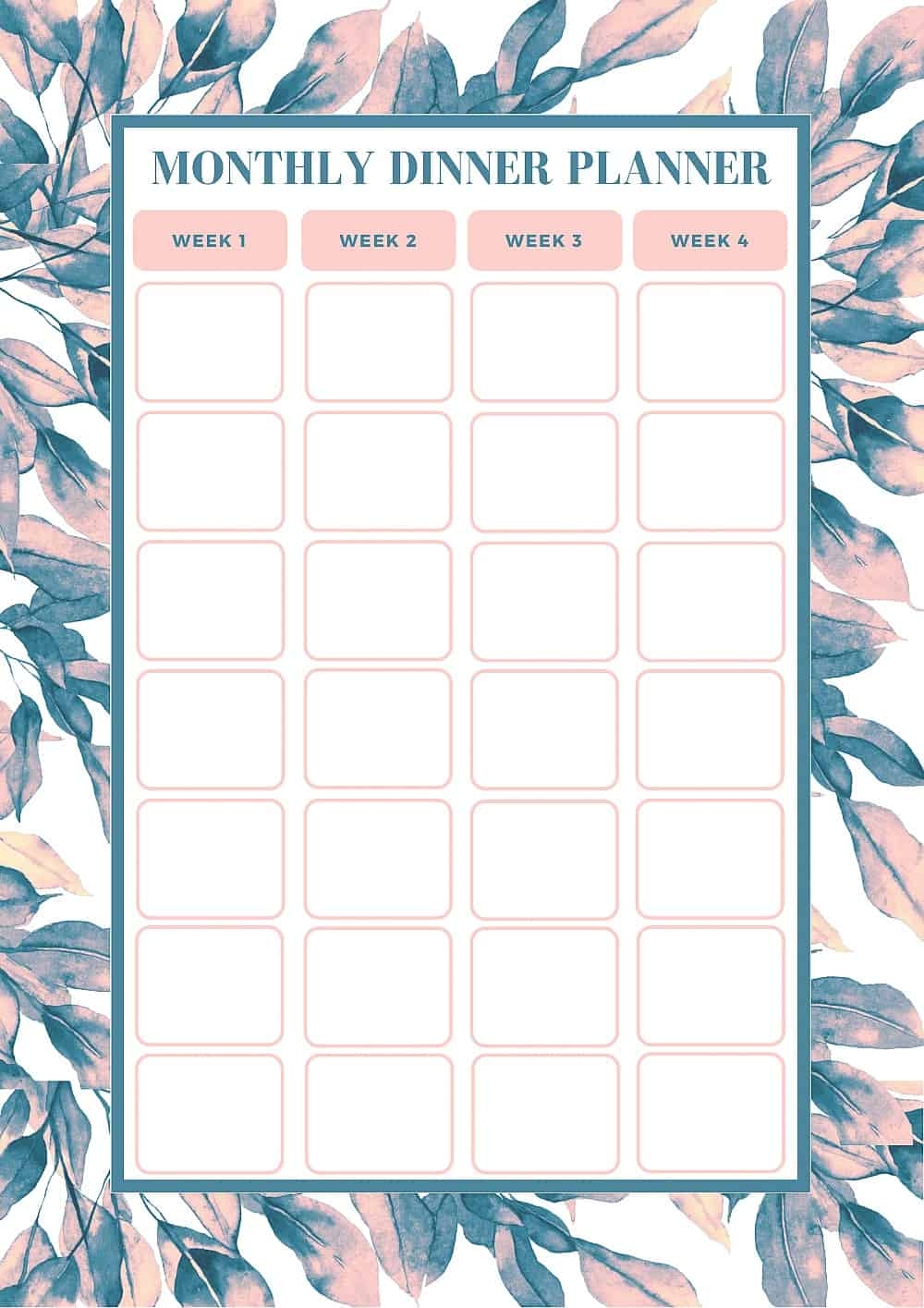 Free Monthly Printable Menu Planner Free Monthly Printable Menu Planner