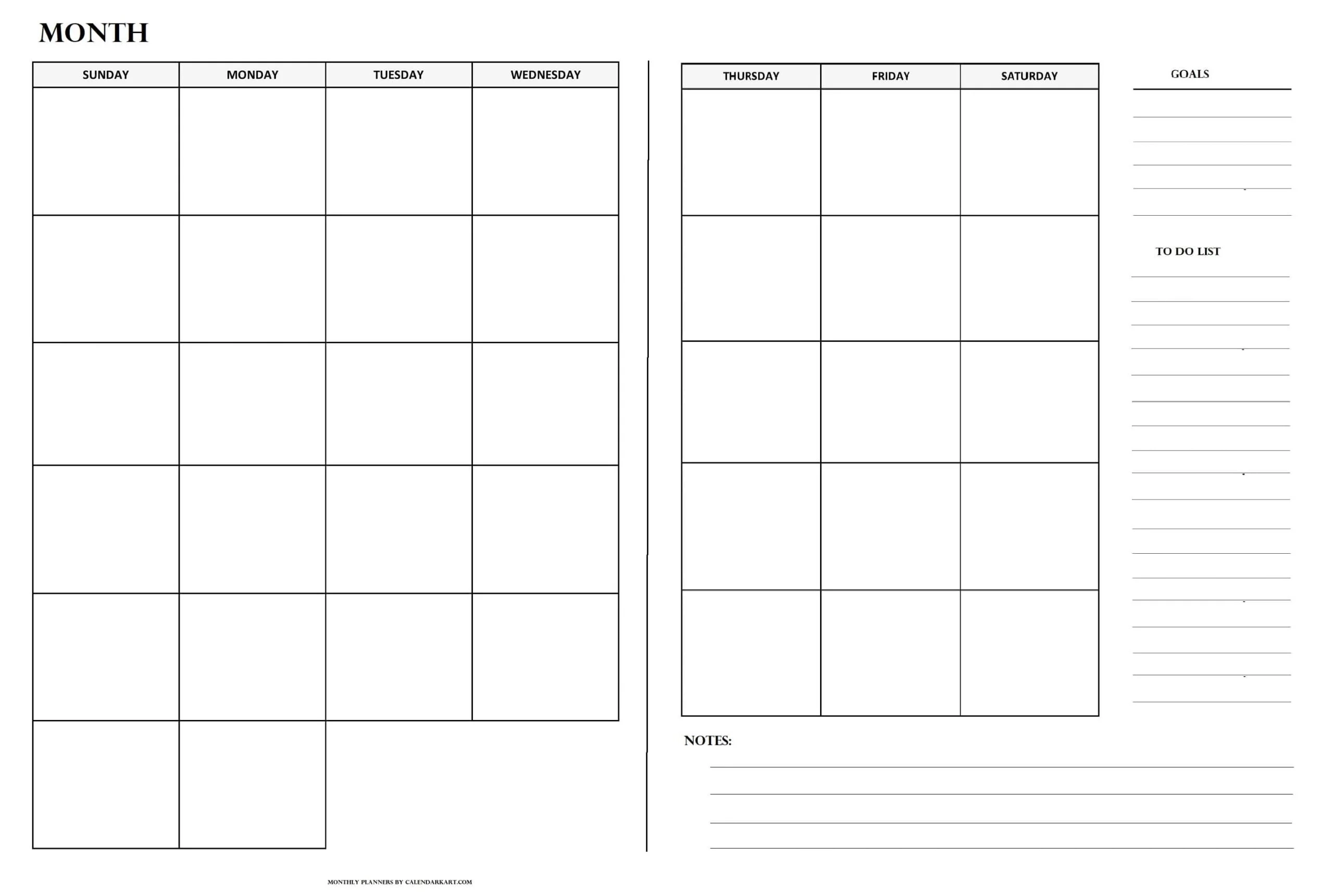Printable Two Page Monthly Planner Printable Two Page Monthly Planner