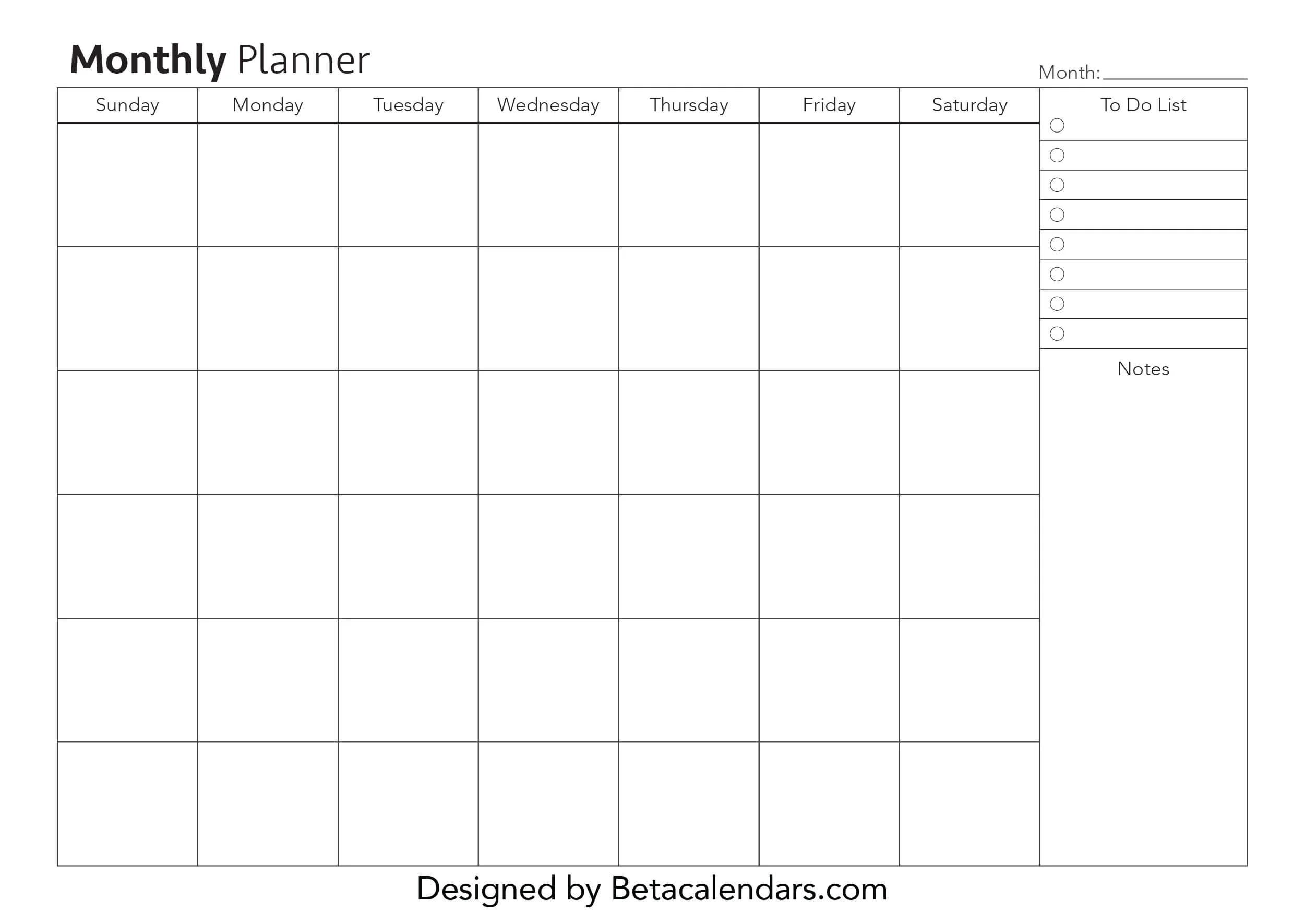 Printable Monthly Planner Page Printable Monthly Planner Page