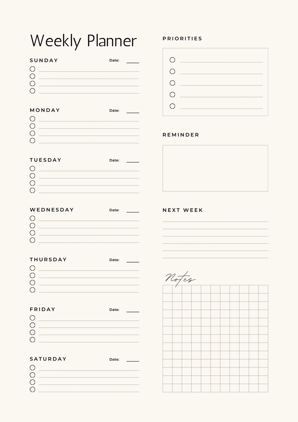 Blank Planner Pages Printable Blank Planner Pages Printable