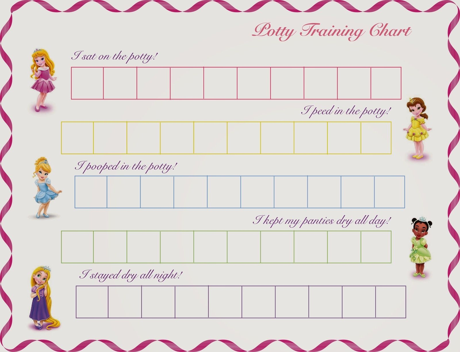 Potty Training Chart Printable Princess Potty Training Chart Printable Princess