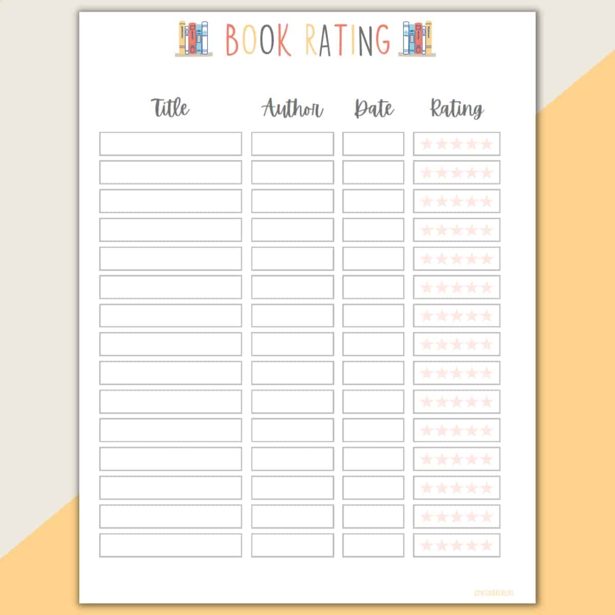 Reading List Tracker Printable