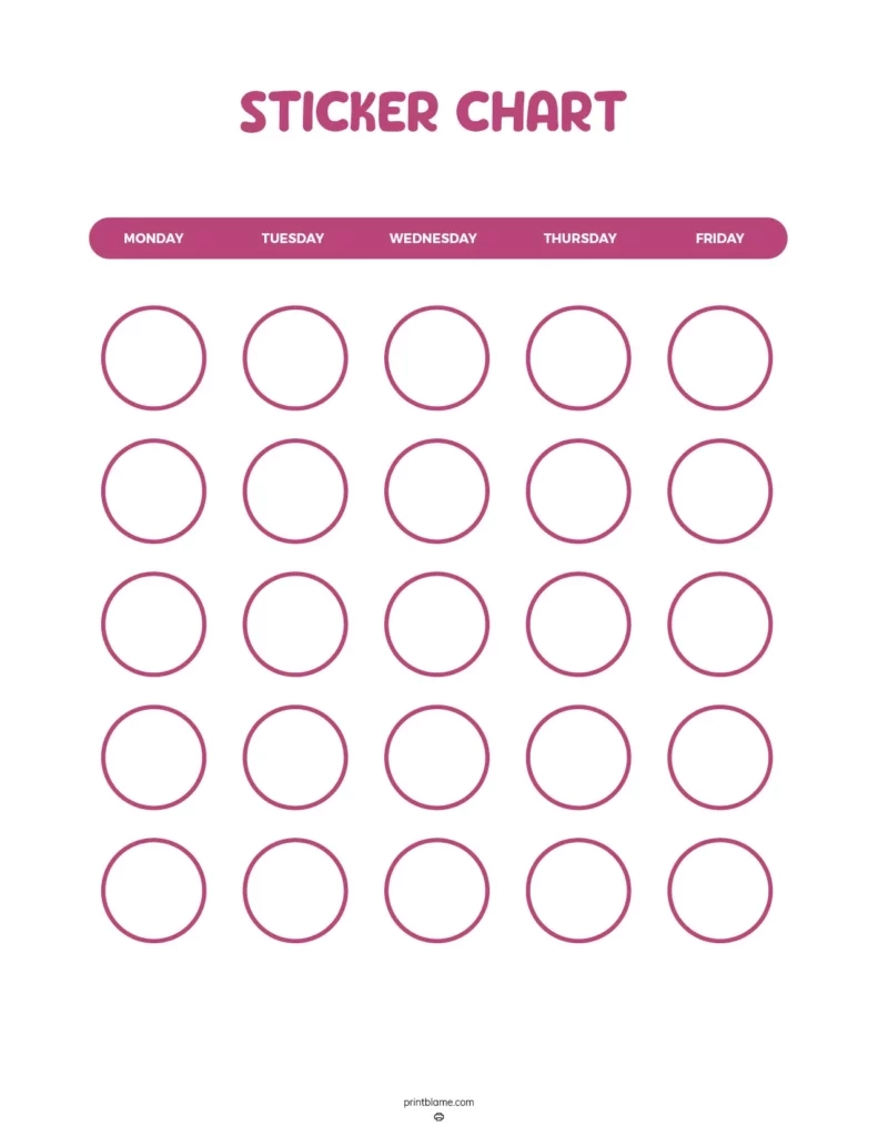 Free Printable Reward Chart 25 FREE Kids Sticker Chart Printables