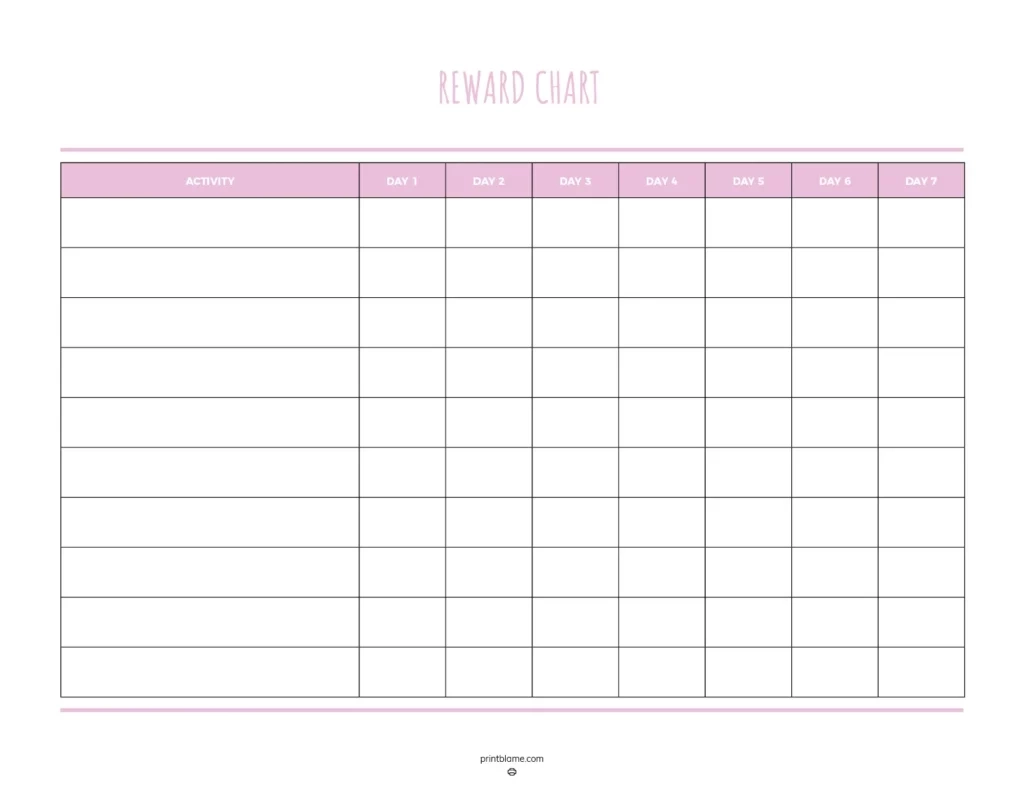 Free Printable Reward Chart 25 FREE Kids Sticker Chart Printables