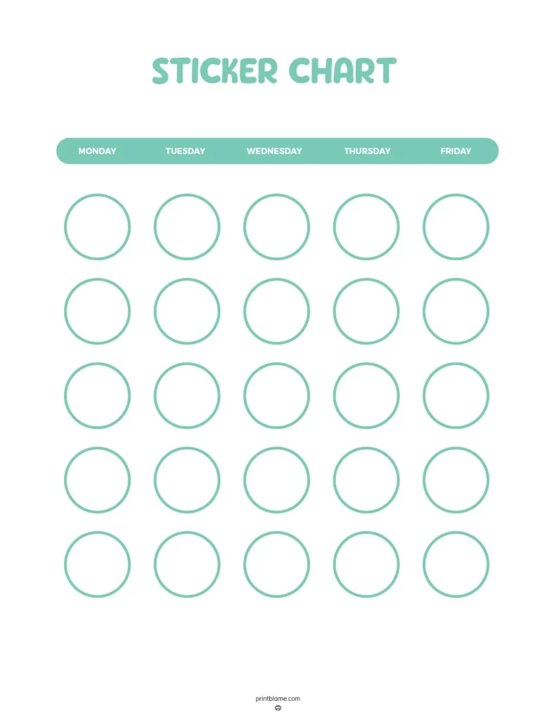 Free Printable One Month Sticker Chart Free Printable One Month Sticker Chart