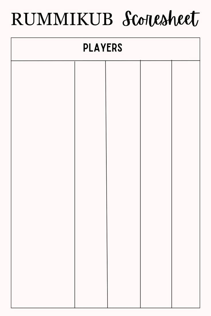 Free Printable Rummikub Score Sheet PDF Free Printable Rummikub Score Sheet PDF
