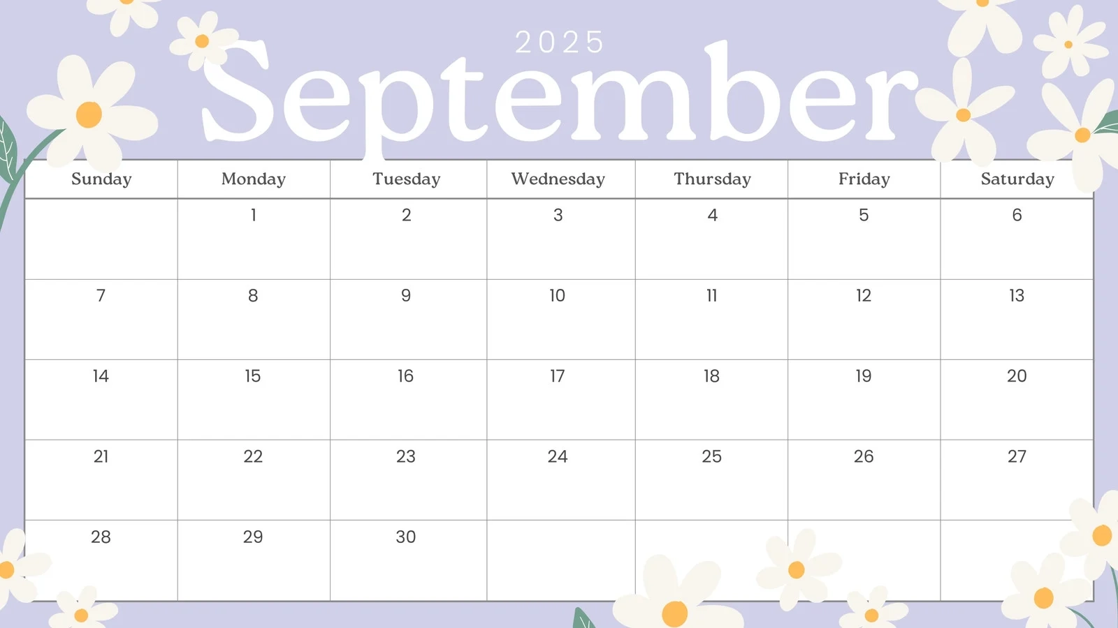 September Calendar Printable Planner