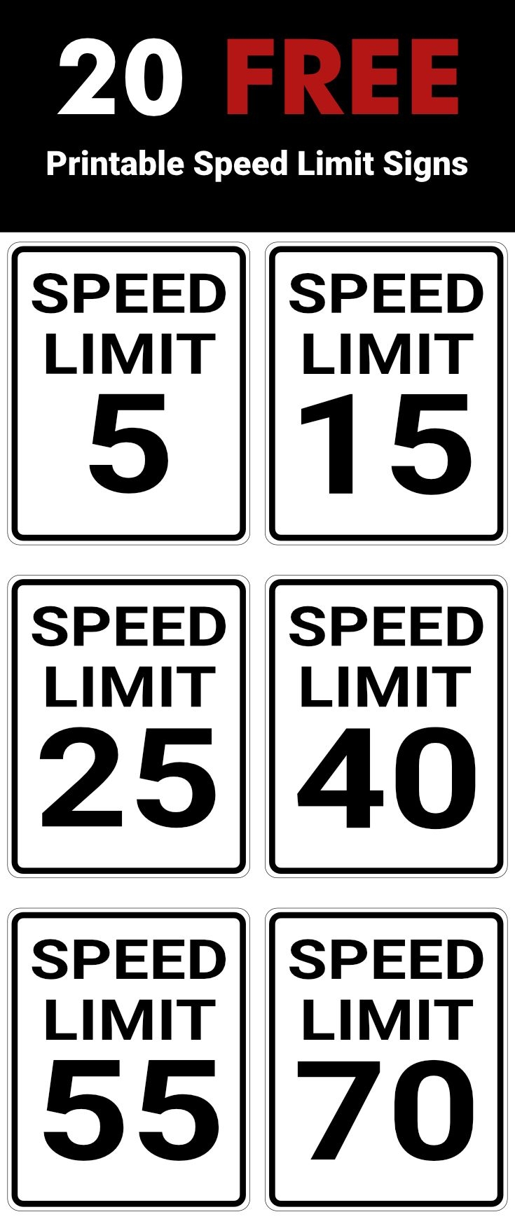 Free Printable Speed Limit Sign Templates