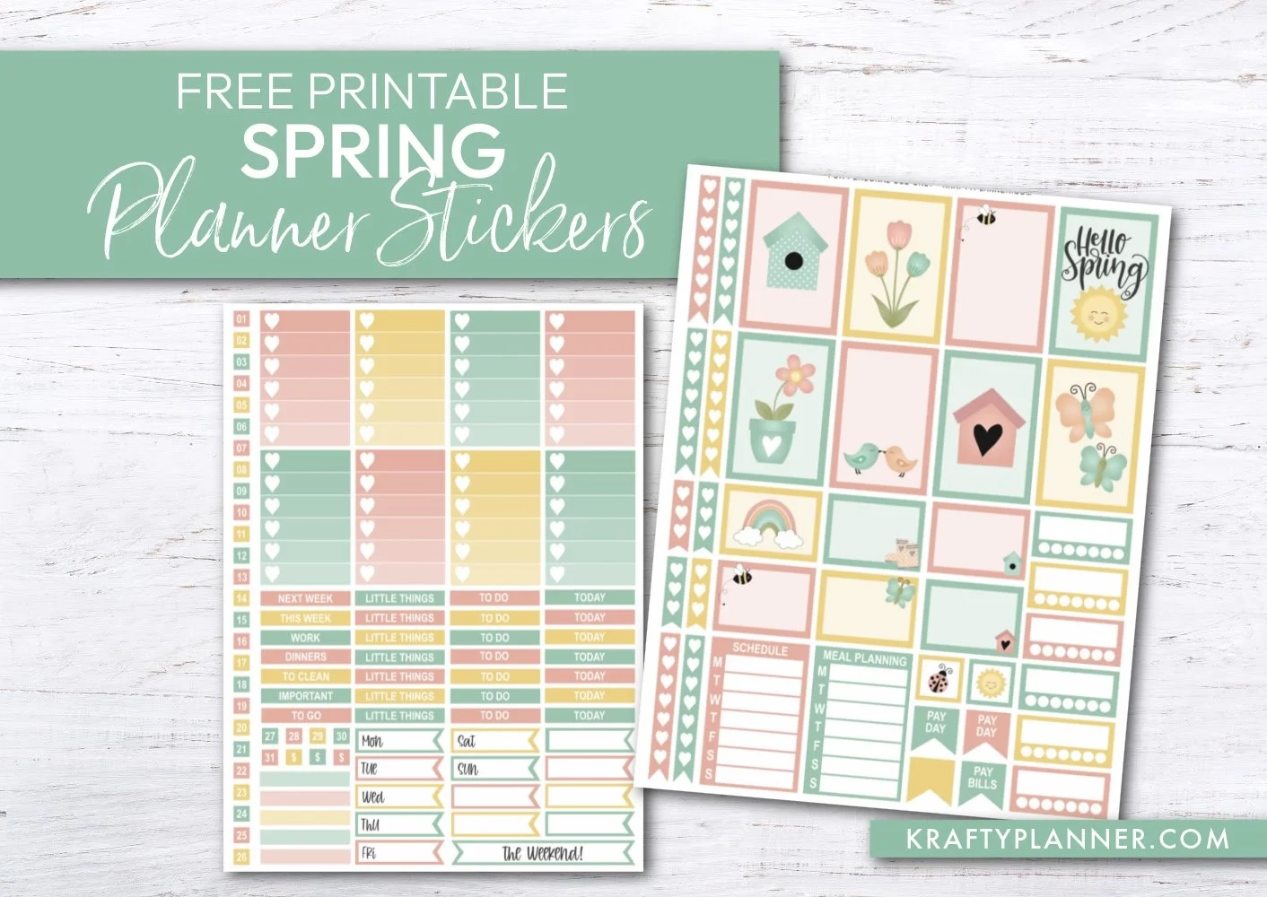 Free Printable Spring Planner Stickers Krafty Planner