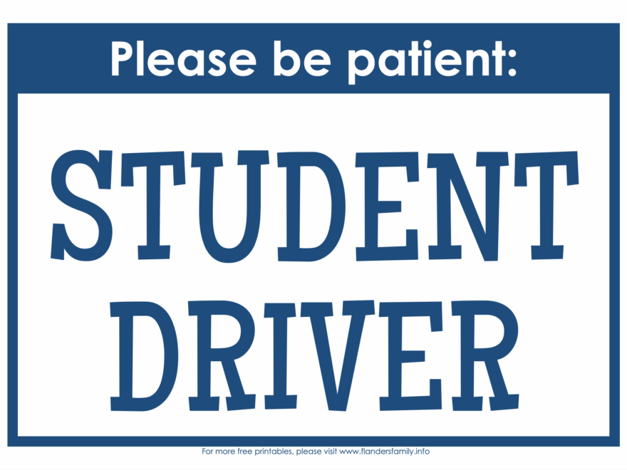 Free Printable Student Driver Sign Flanders Family Home Life