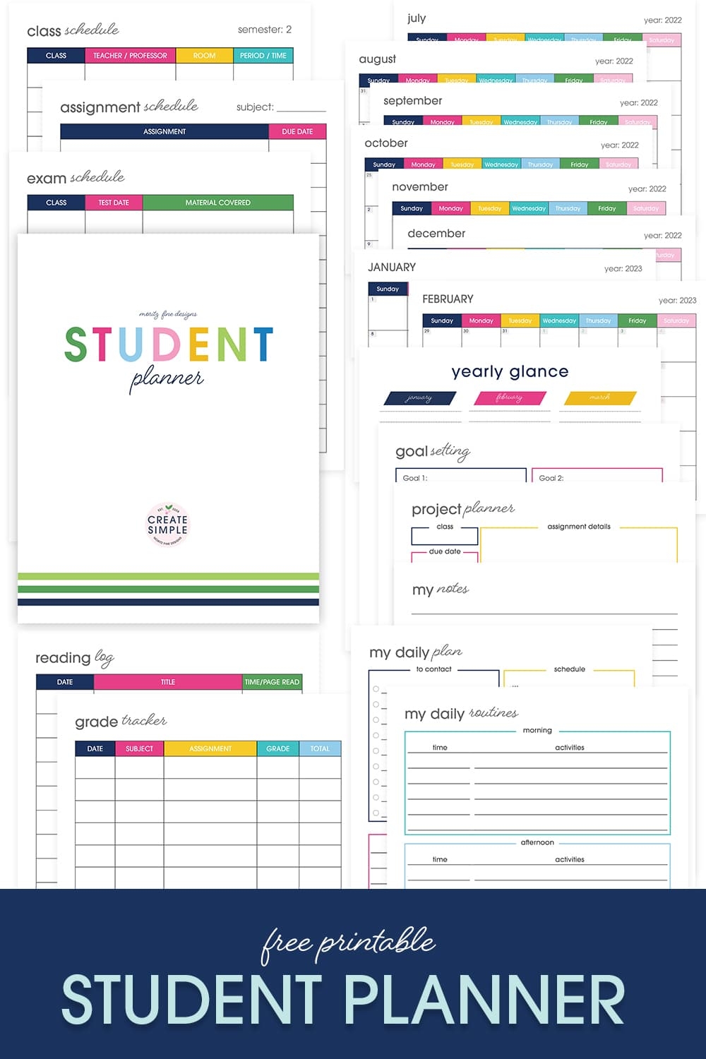 Free Printable Student Planners