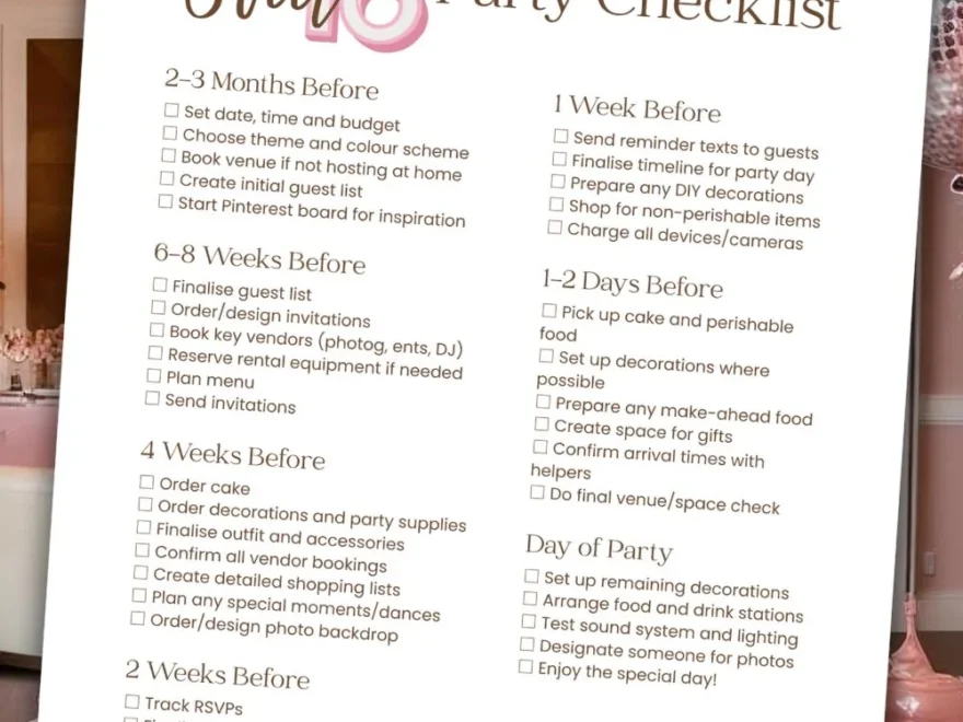Free Printable Sweet 16 Party Planning Checklist So You Don t