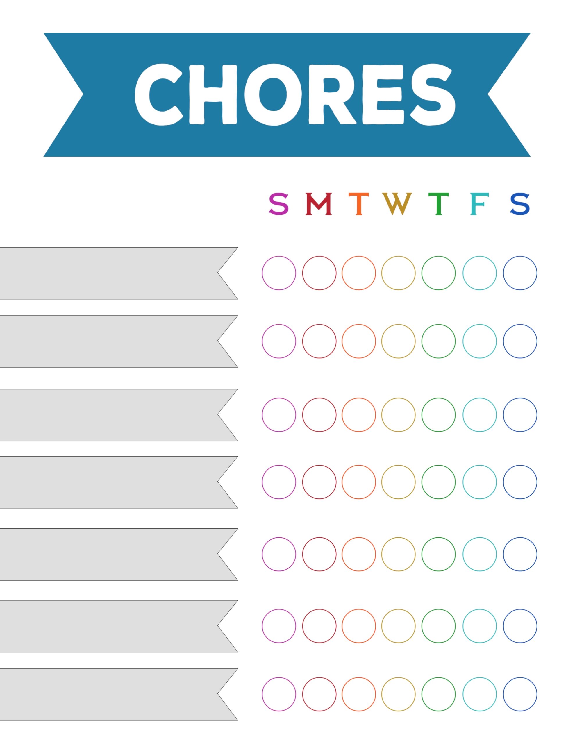 Weekly Chore Planner Printable Weekly Chore Planner Printable