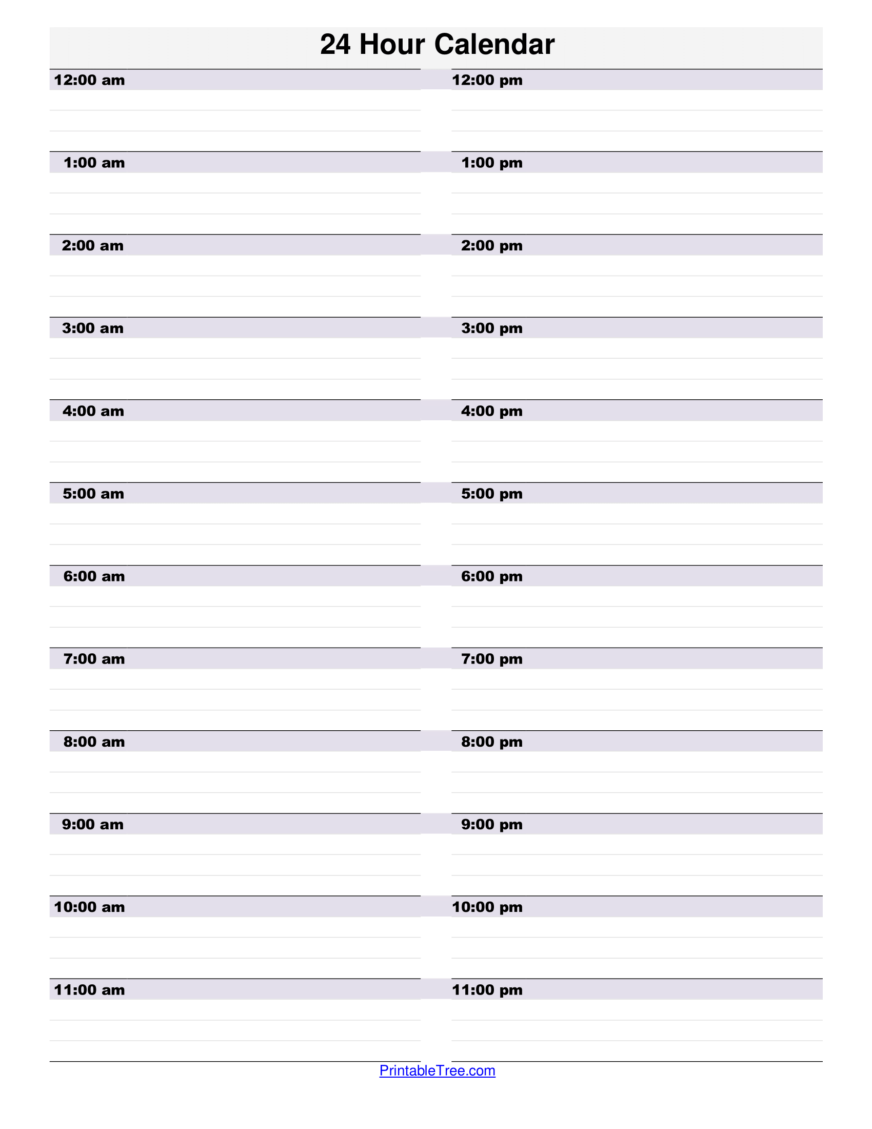 Printable Free 24 Hour Schedule Printable Free 24 Hour Schedule
