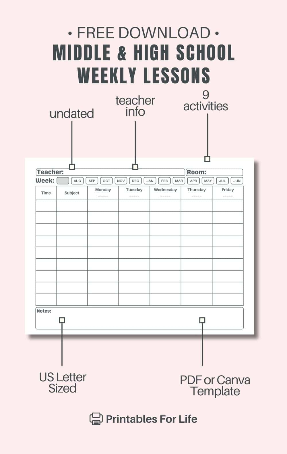 Free Weekly Lesson Planner Printables Free Weekly Lesson Planner Printables