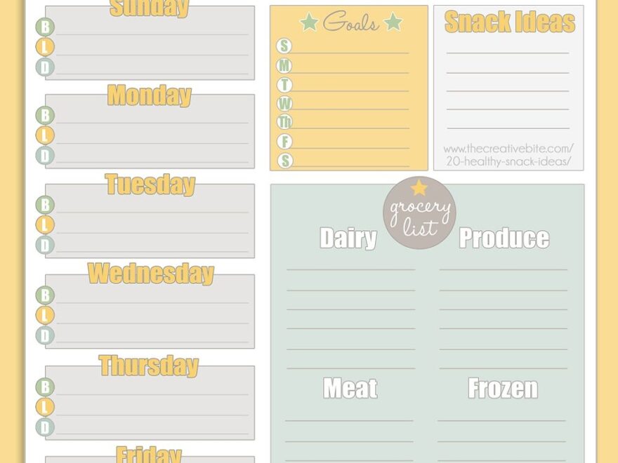 Free Printable Weekly Meal Planner Calendar