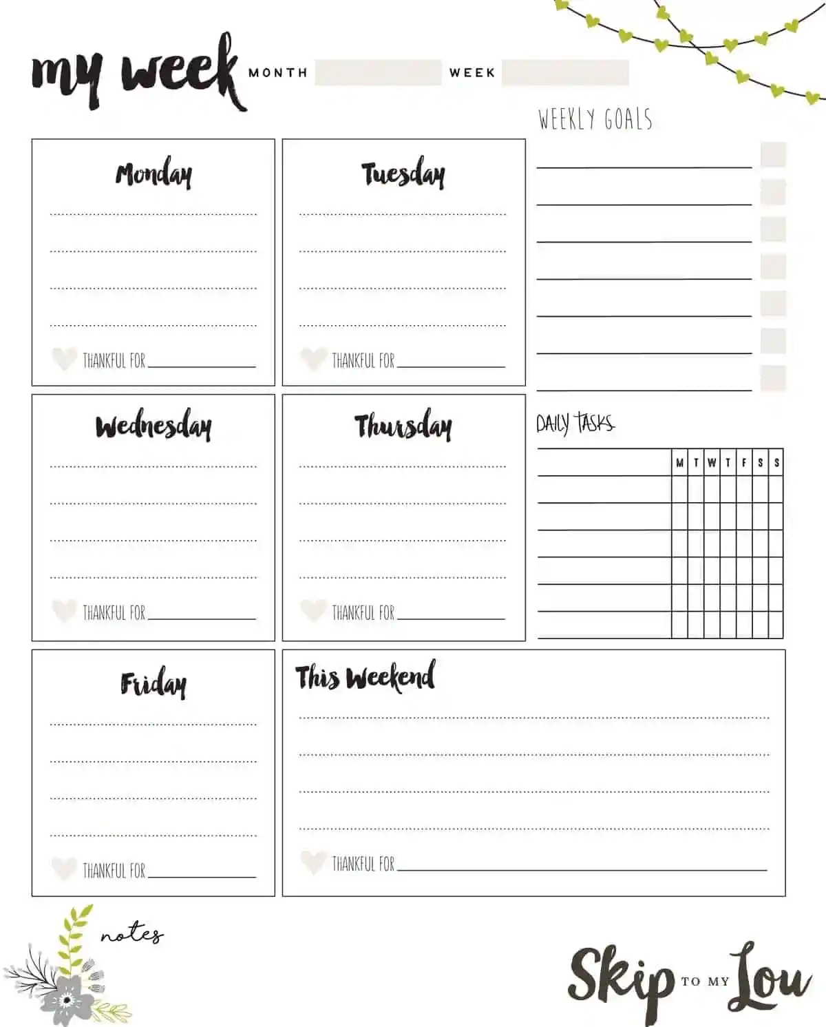 Free Printable Weekly Planner Sheet