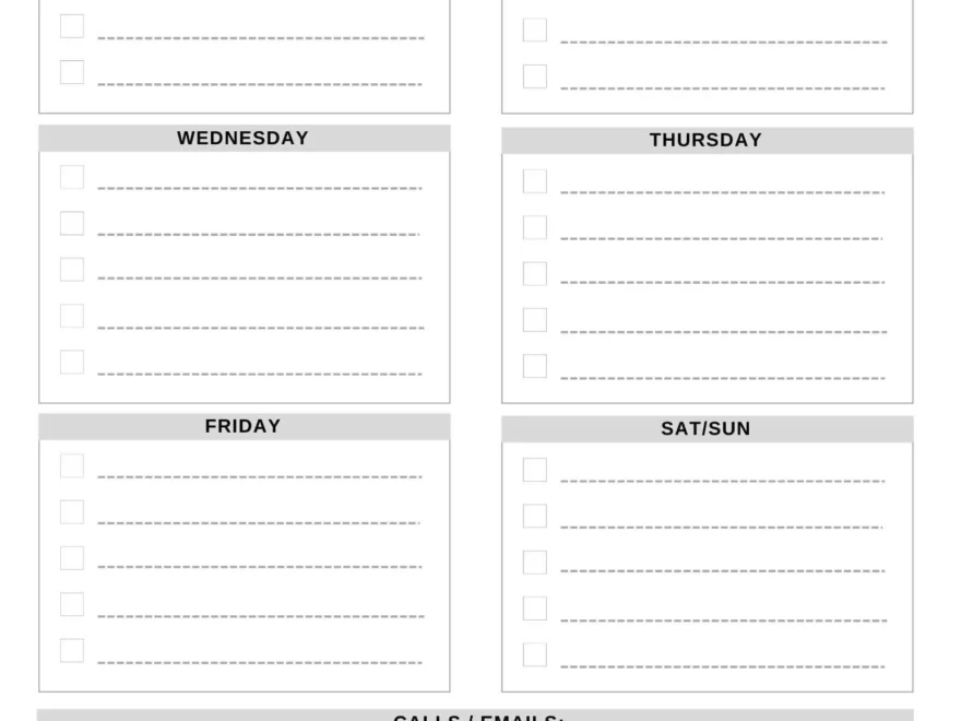 Free Printable Weekly Planner Templates CalendarKart