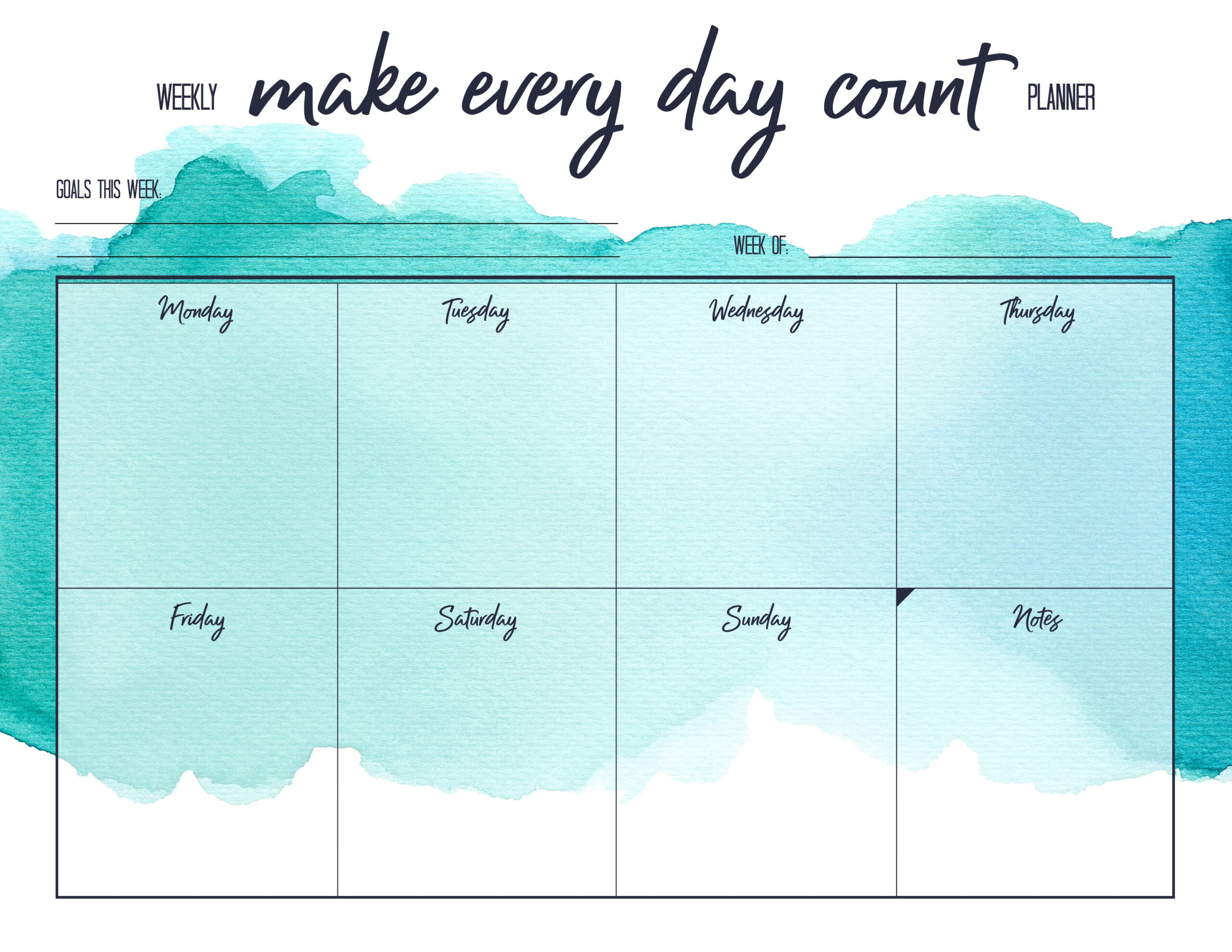 Cute 5 Day Weekly Planner Printable Cute 5 Day Weekly Planner Printable