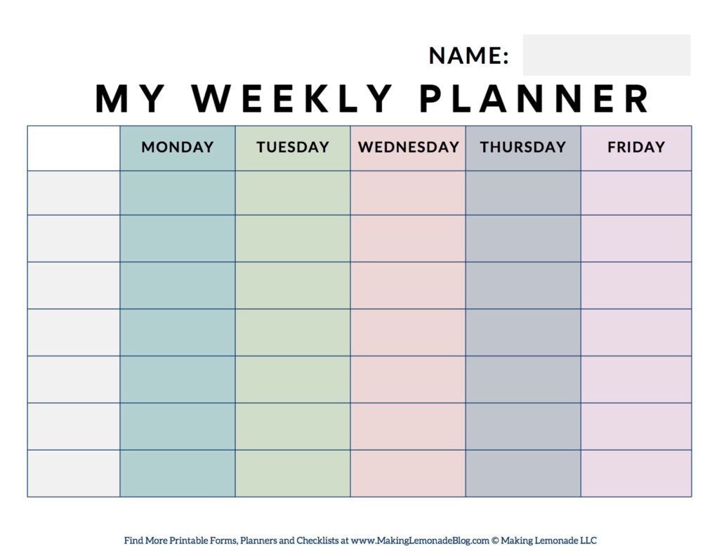 Student Weekly Planner Free Printable Student Weekly Planner Free Printable