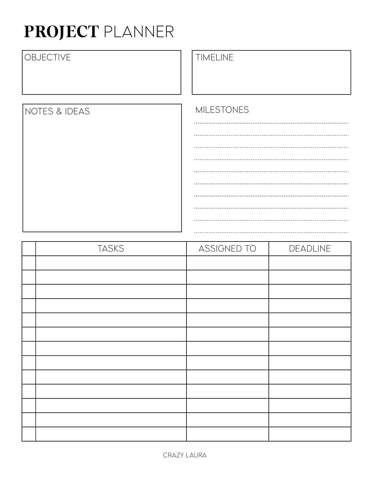 Free Printables Project Planning Sheet