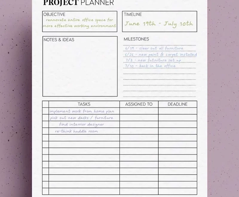 Free Project Planner Printable Overview PDF Sheets Crazy Laura