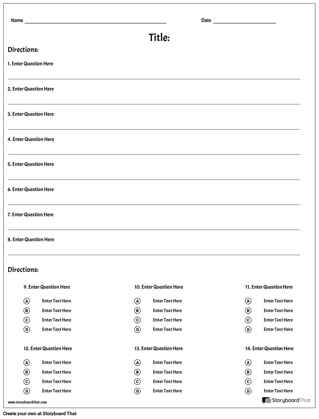 Free Quiz Maker Online Templates For Teachers Tests Worksheets 