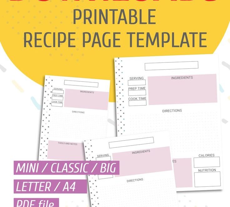 Free Recipe Template For Happy Planner Download Now