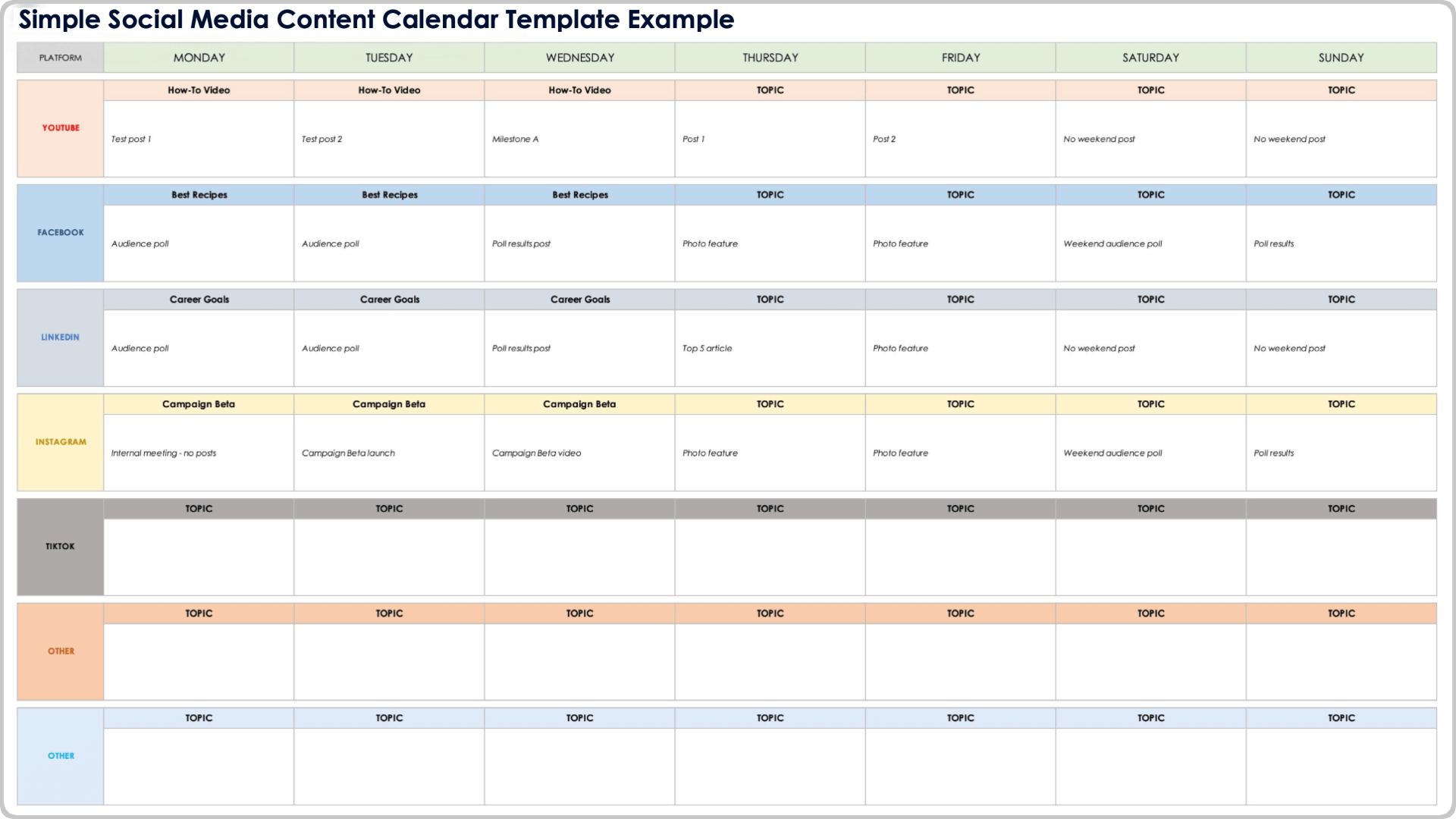 Free Weekly Social Media Planner Printable