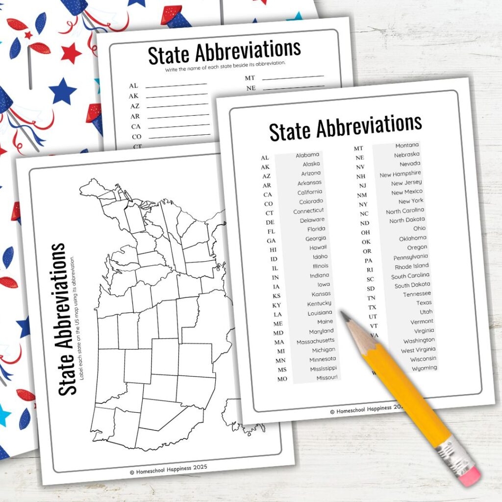 Free State Abbreviations List Printable For Kids