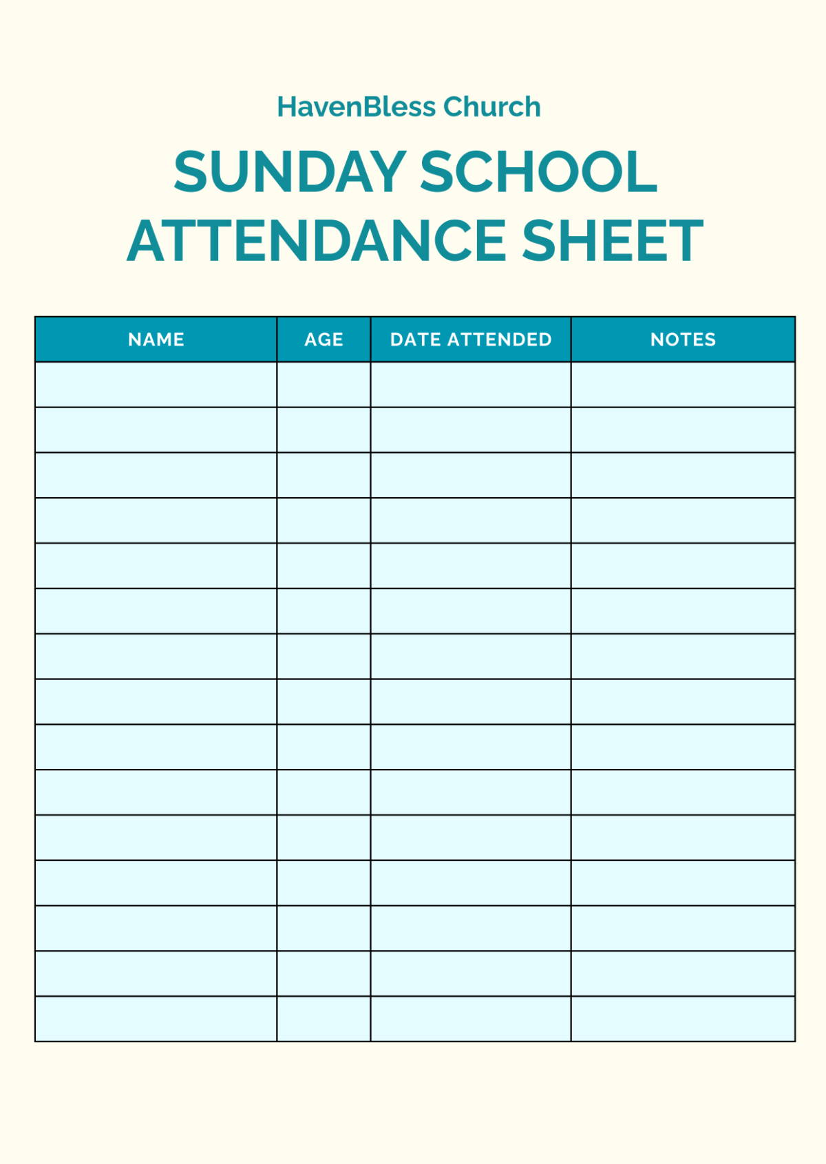 Free Sunday School Attendance Sheet Template To Edit Online Free Sunday School Attendance Sheet Template To Edit Online