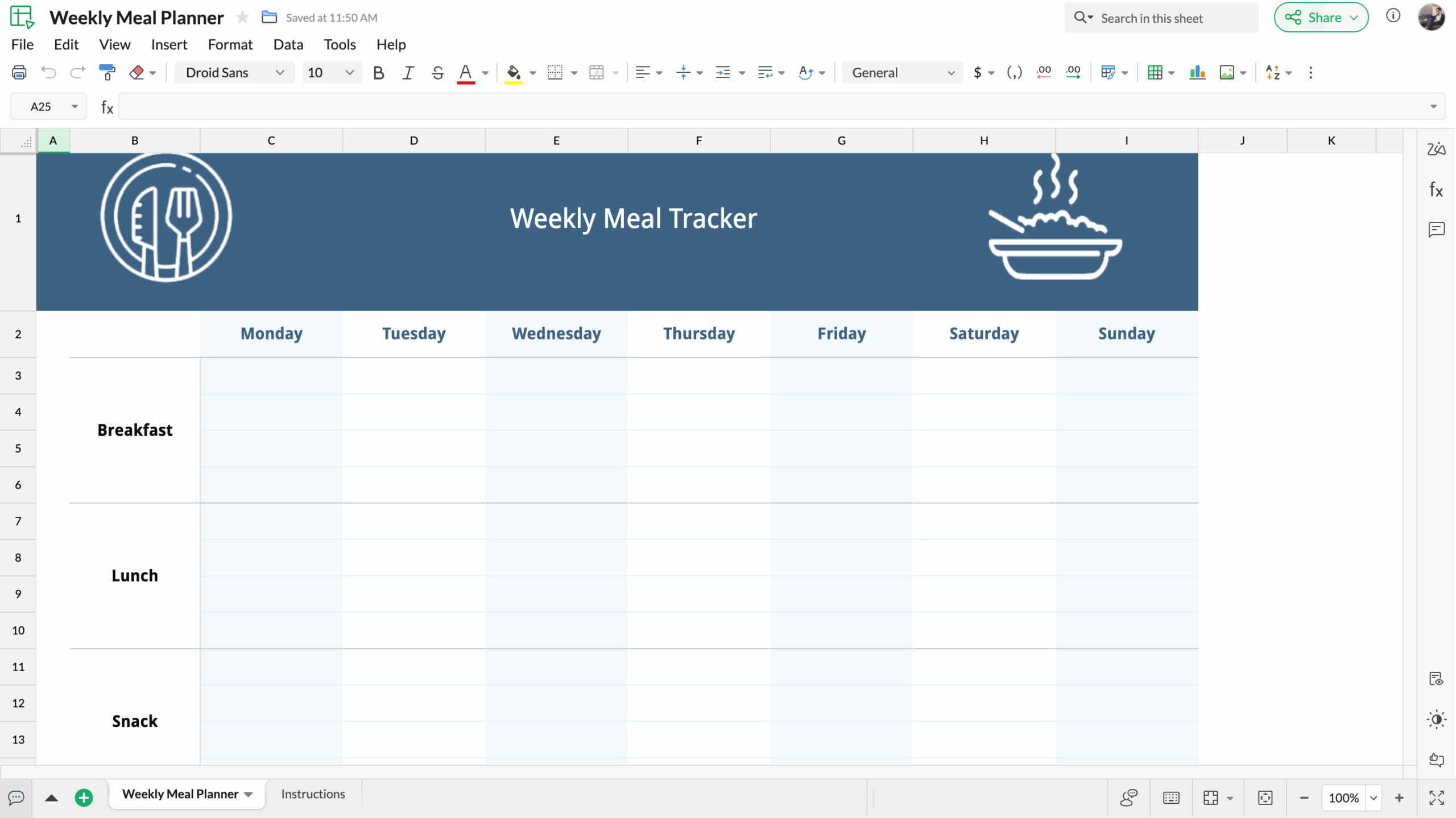 Free Weekly Meal Planner Spreadsheet Zoho Sheet Free Weekly Meal Planner Spreadsheet Zoho Sheet