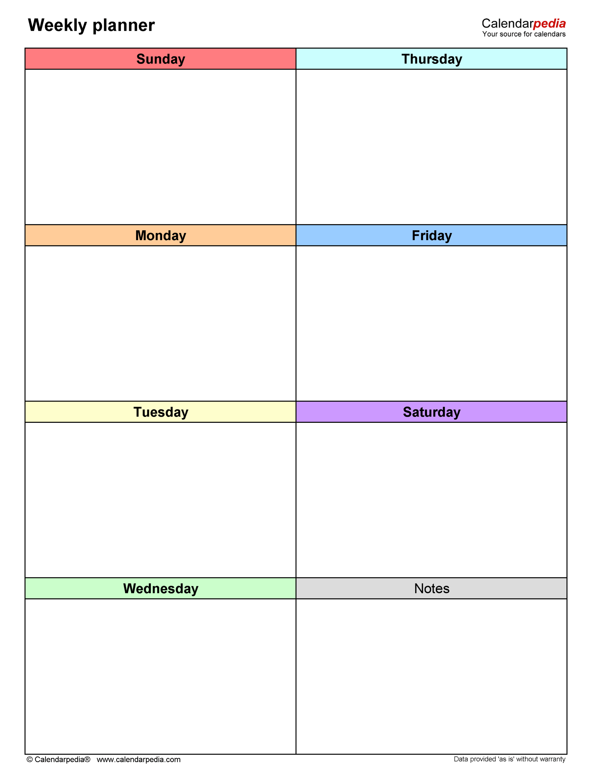 Free Weekly Planners For Microsoft Word 20 Templates
