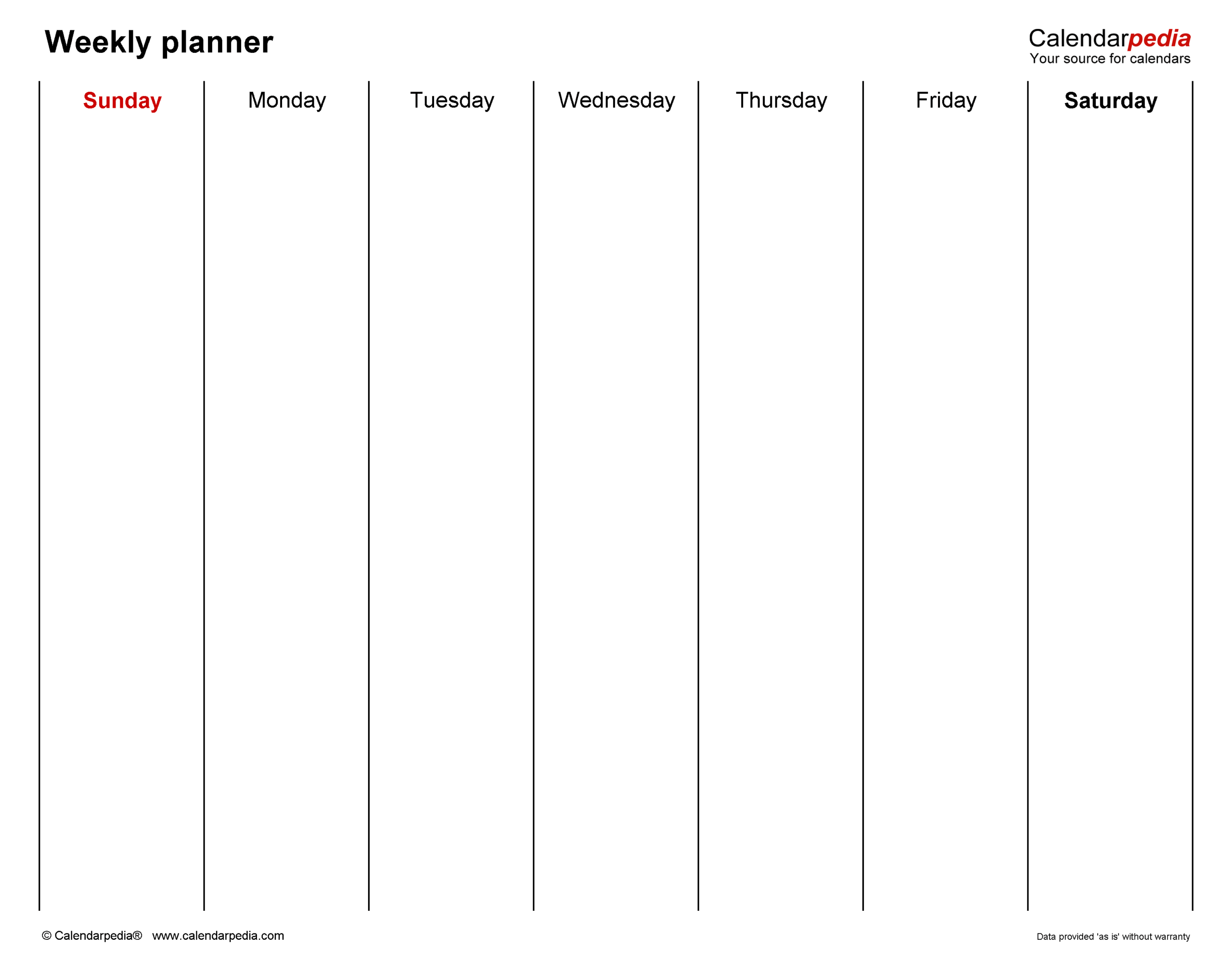 Free Weekly Planners For Microsoft Word 20 Templates