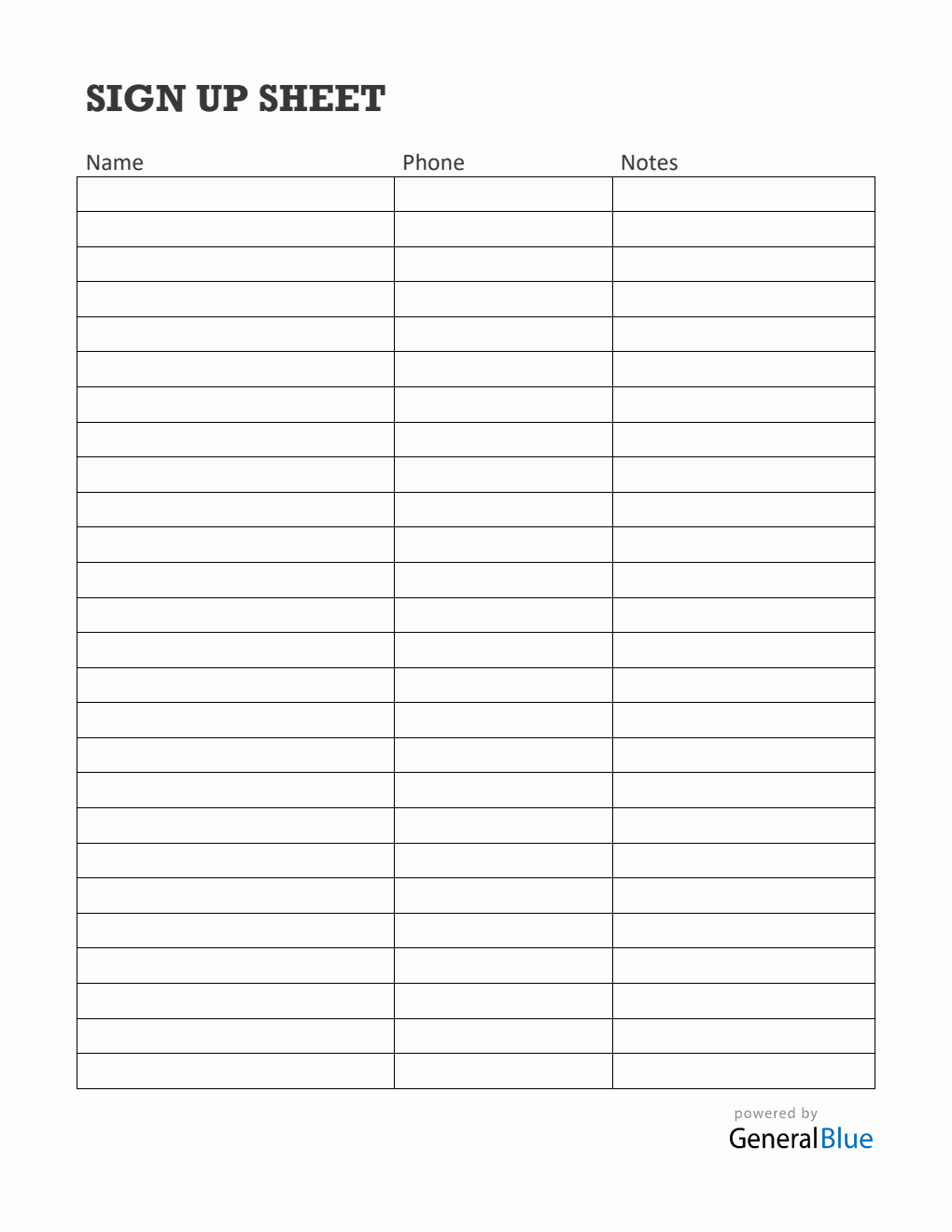 Free Word Sign Up Sheet Templates