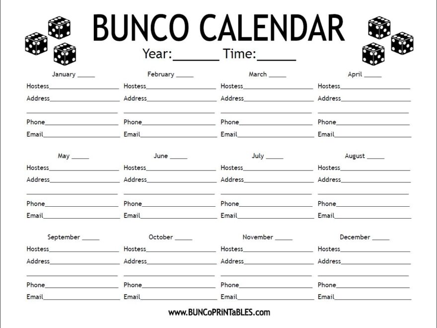 FREEbies Bunco Printables