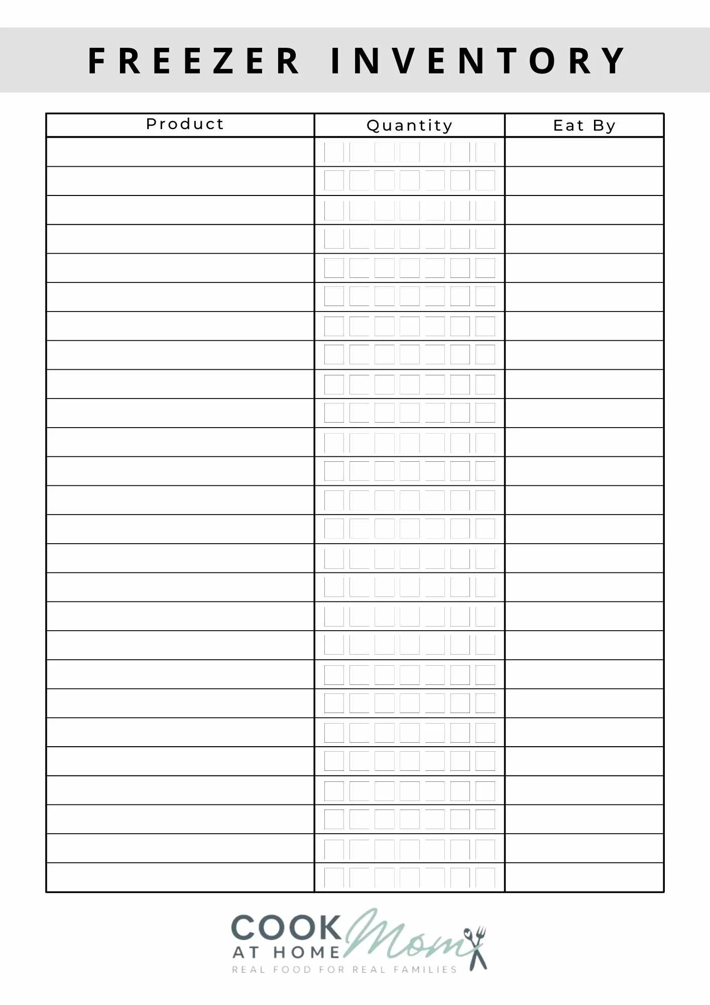 Printable Freezer Inventory Sheet Printable Freezer Inventory Sheet