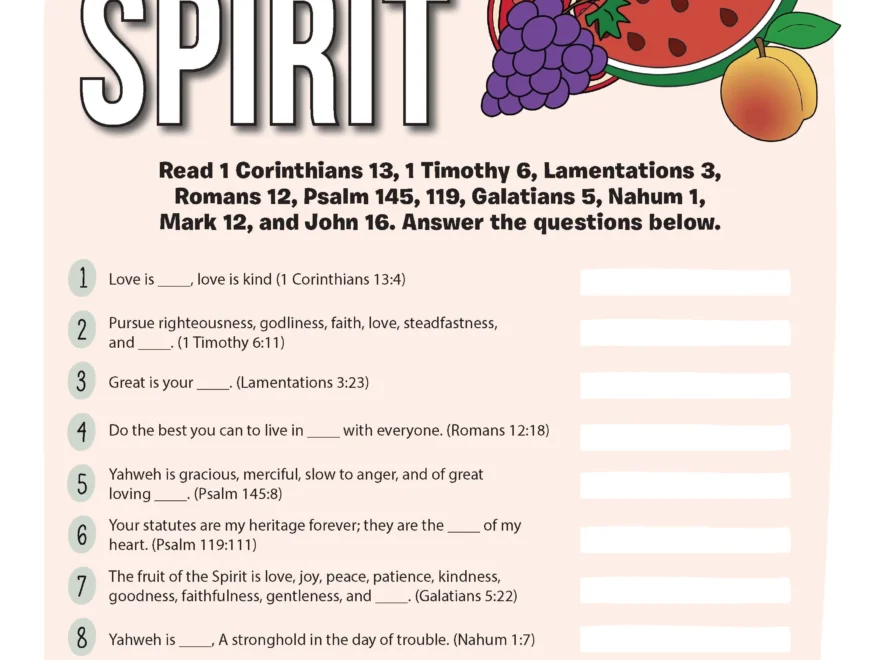 Fruit Of The Spirit Bible Quiz PDF Bible Pathway Adventures