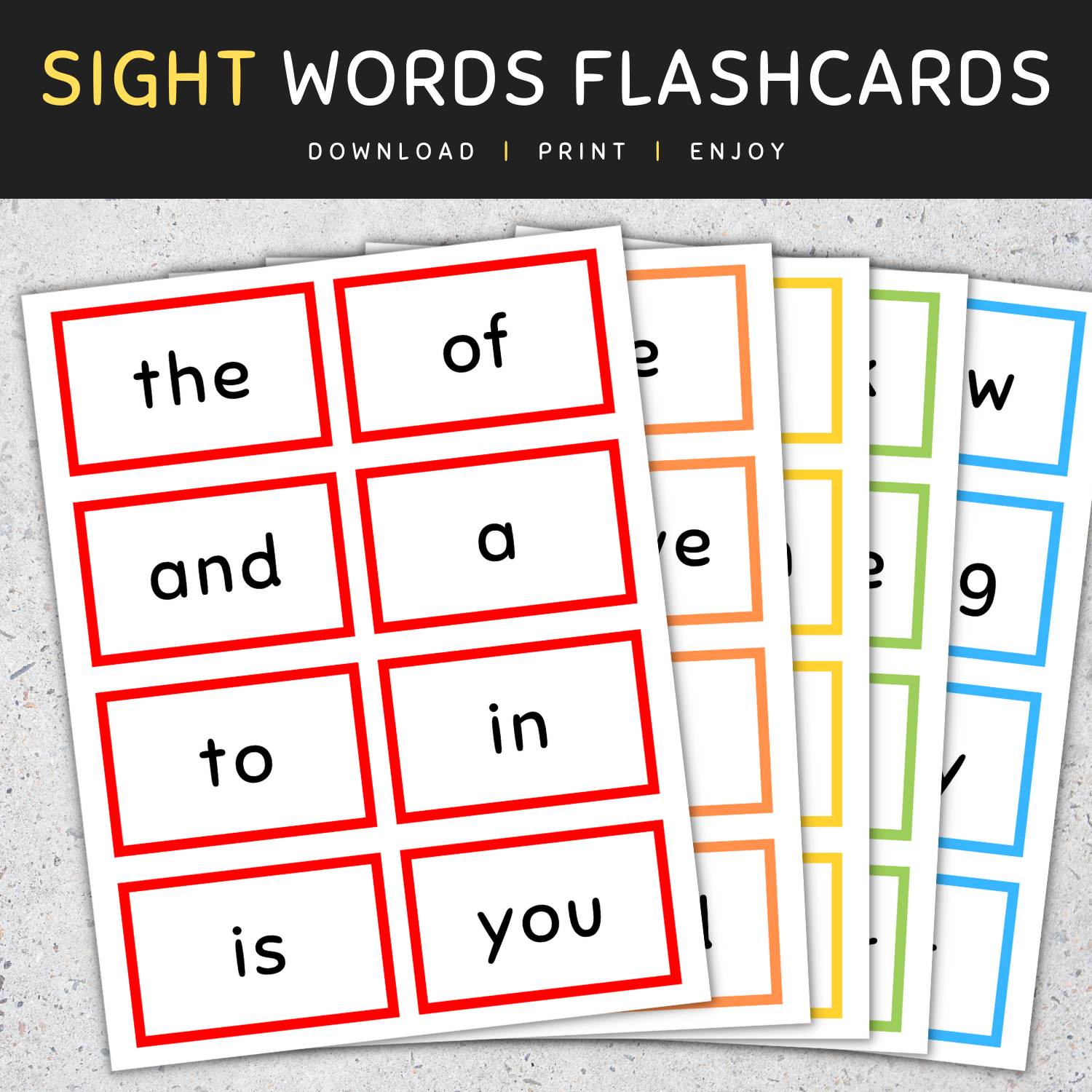 Fry Word List Flashcards Printable
