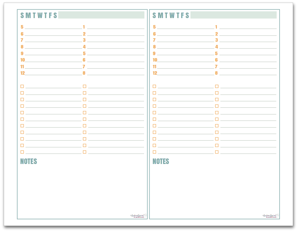 Free Printable Planner Pages Half Size Free Printable Planner Pages Half Size