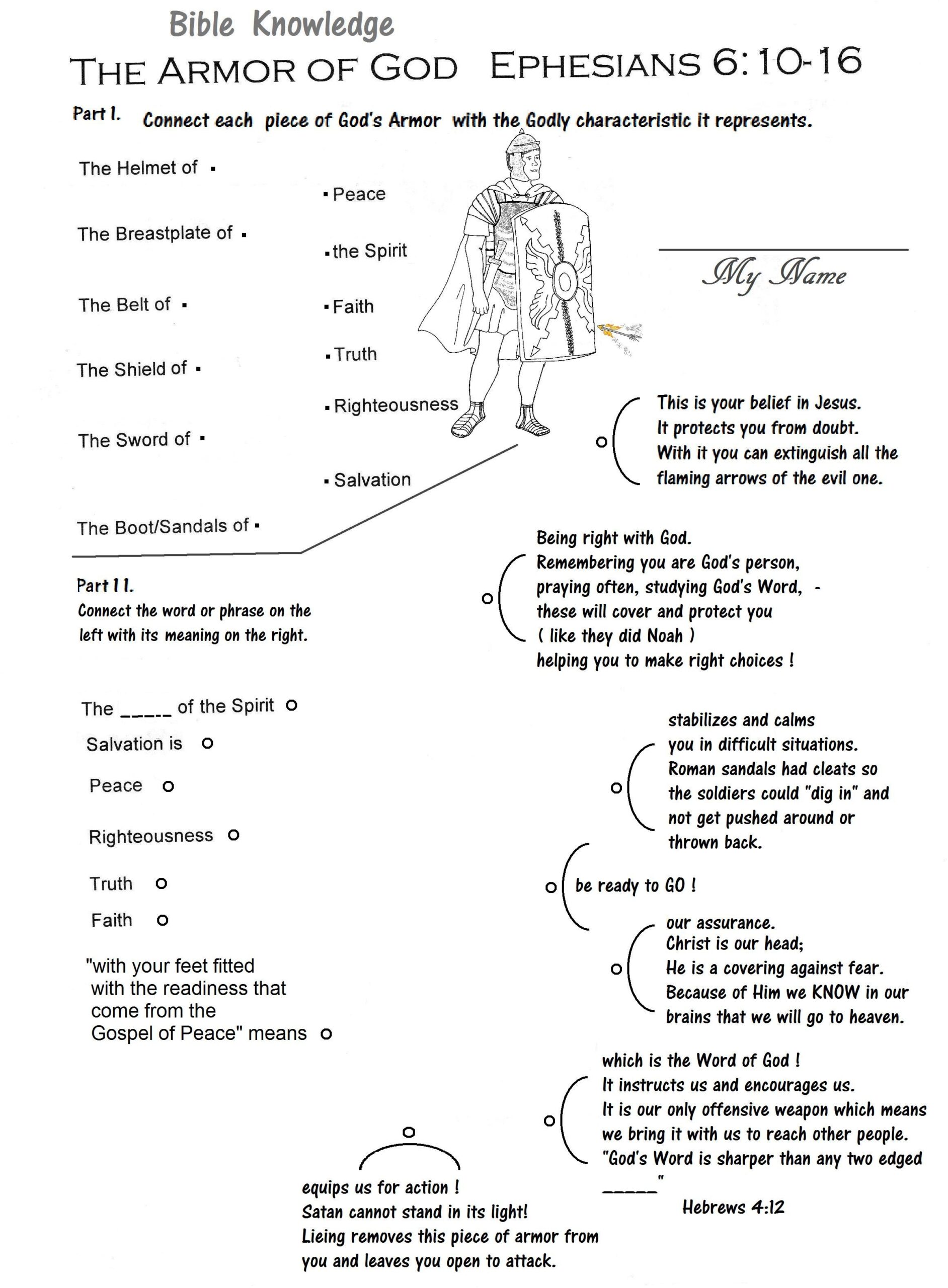Armor Of God Printable Quiz Armor Of God Printable Quiz