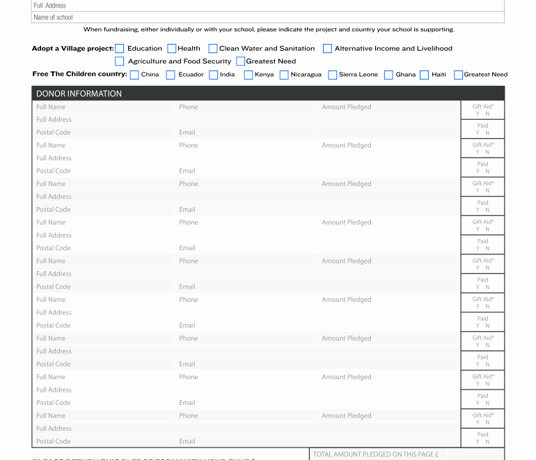 Fundraising Template Free Printable Pledge Sheets Fill Out amp Sign