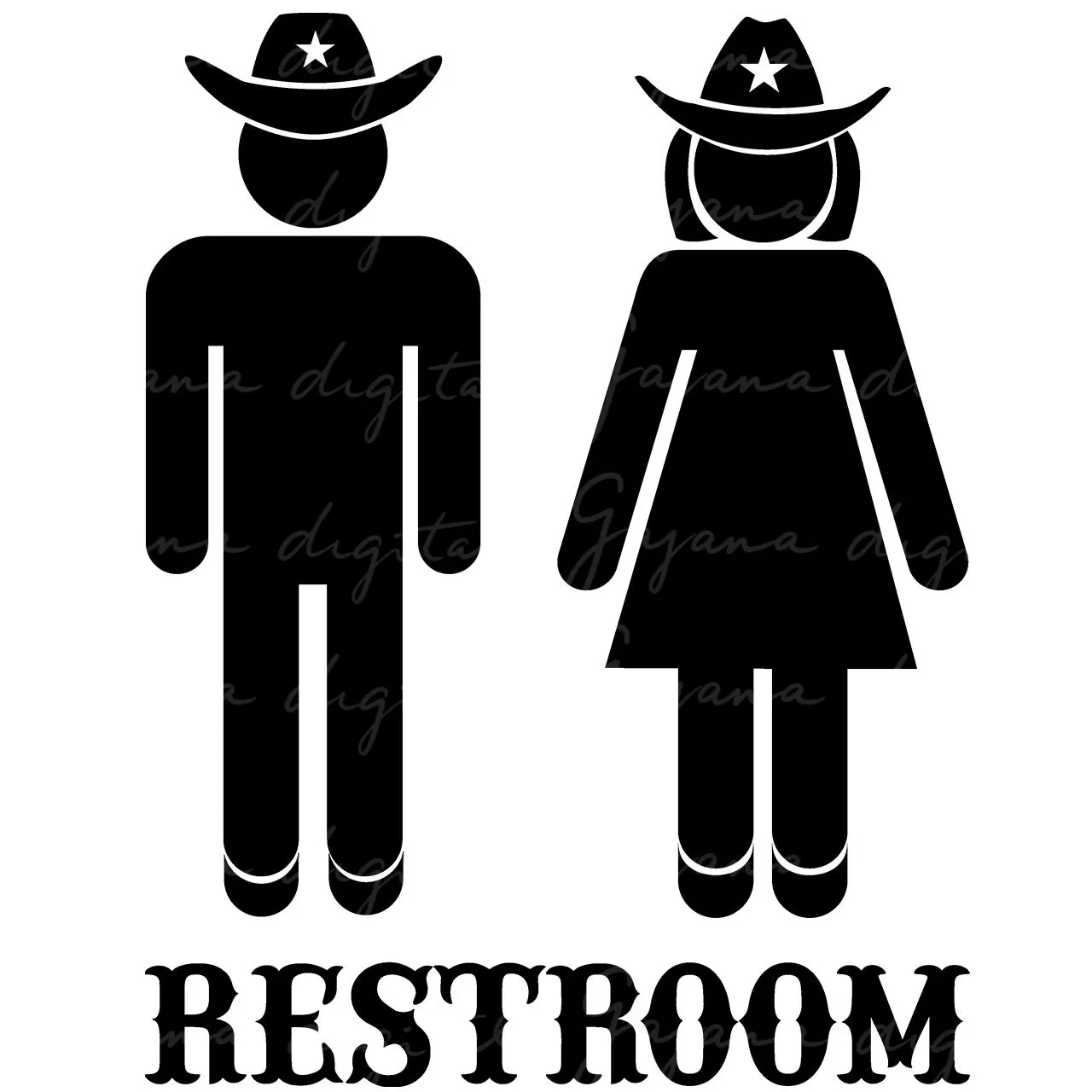 Funny Restroom Sign SVG Cowboy Bathroom Humor Design digital 