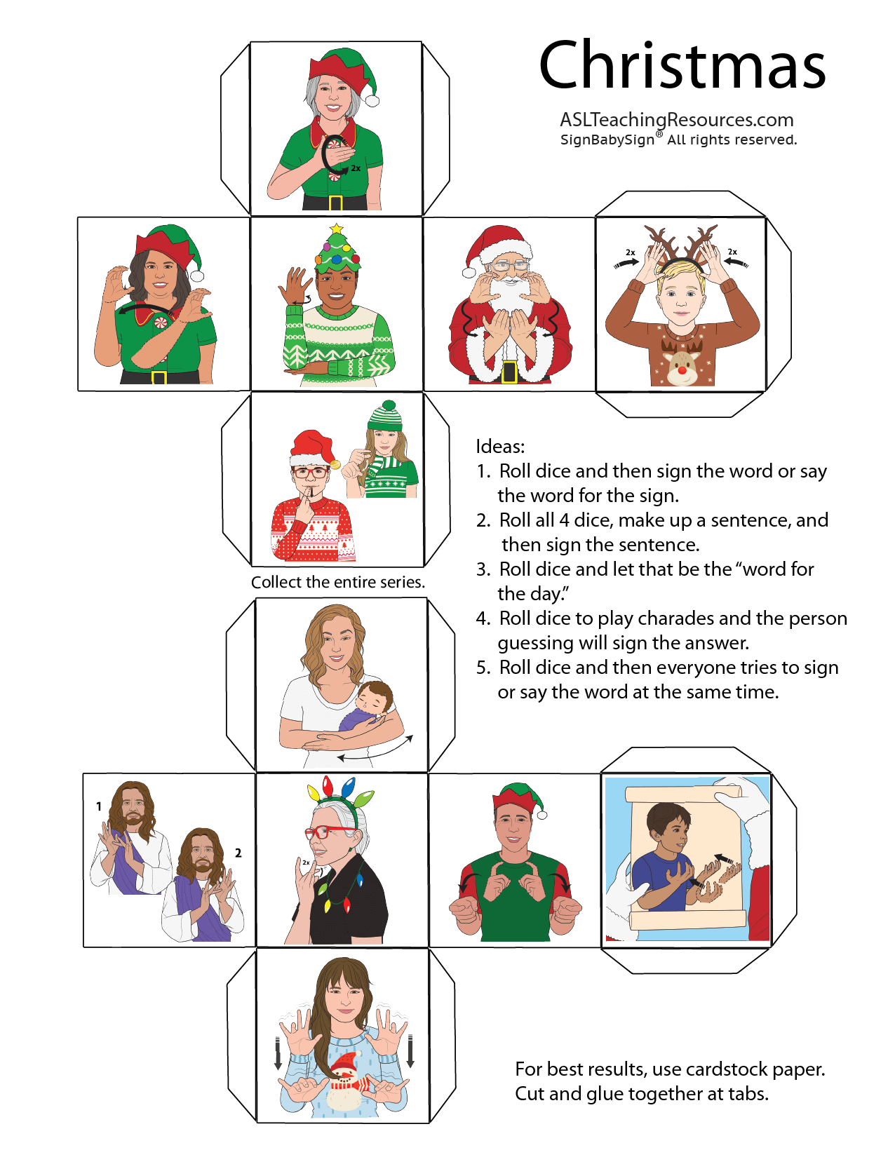 Games For Sign Language Christmas Dice ASL Teaching Resources Games For Sign Language Christmas Dice ASL Teaching Resources