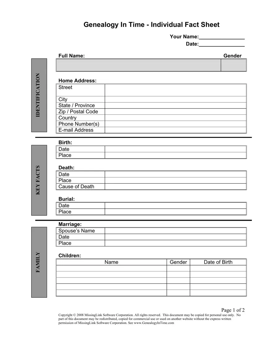 Genealogy Worksheet Individual Fill Out Printable PDF Forms Online Genealogy Worksheet Individual Fill Out Printable PDF Forms Online
