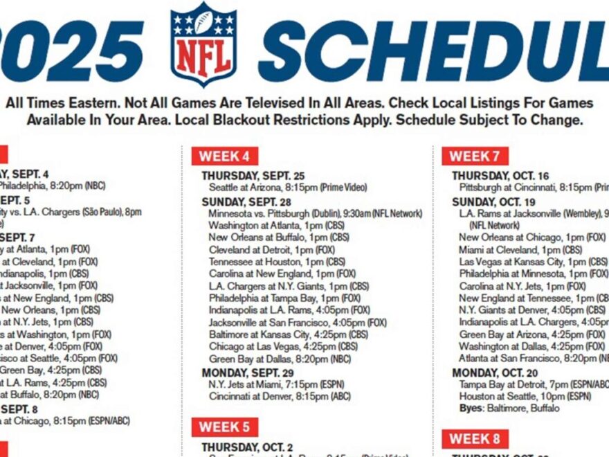 Get Your Free Printable NFL 2025 TV Schedule