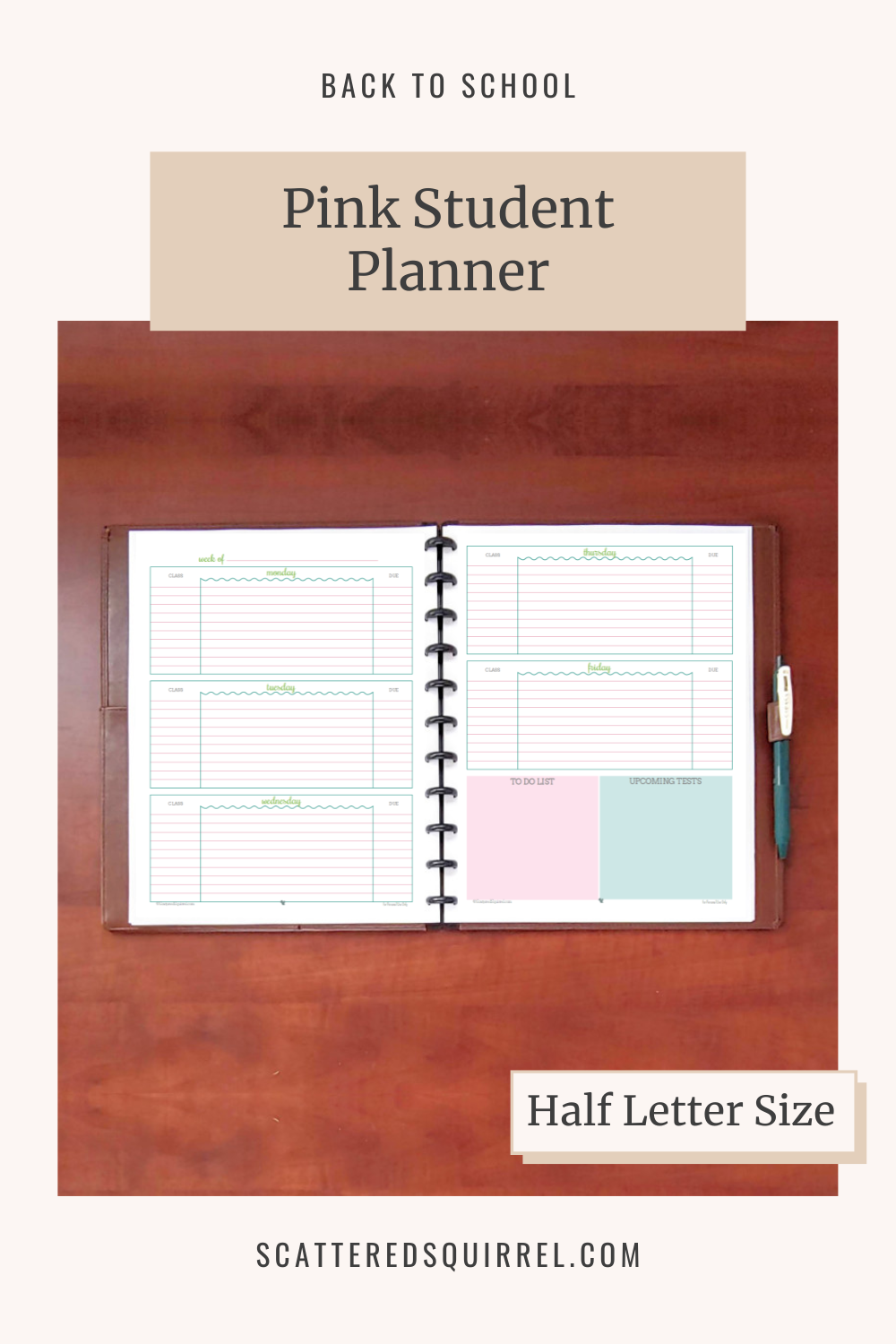 Getting Ready For Back To School Student Planner Printables