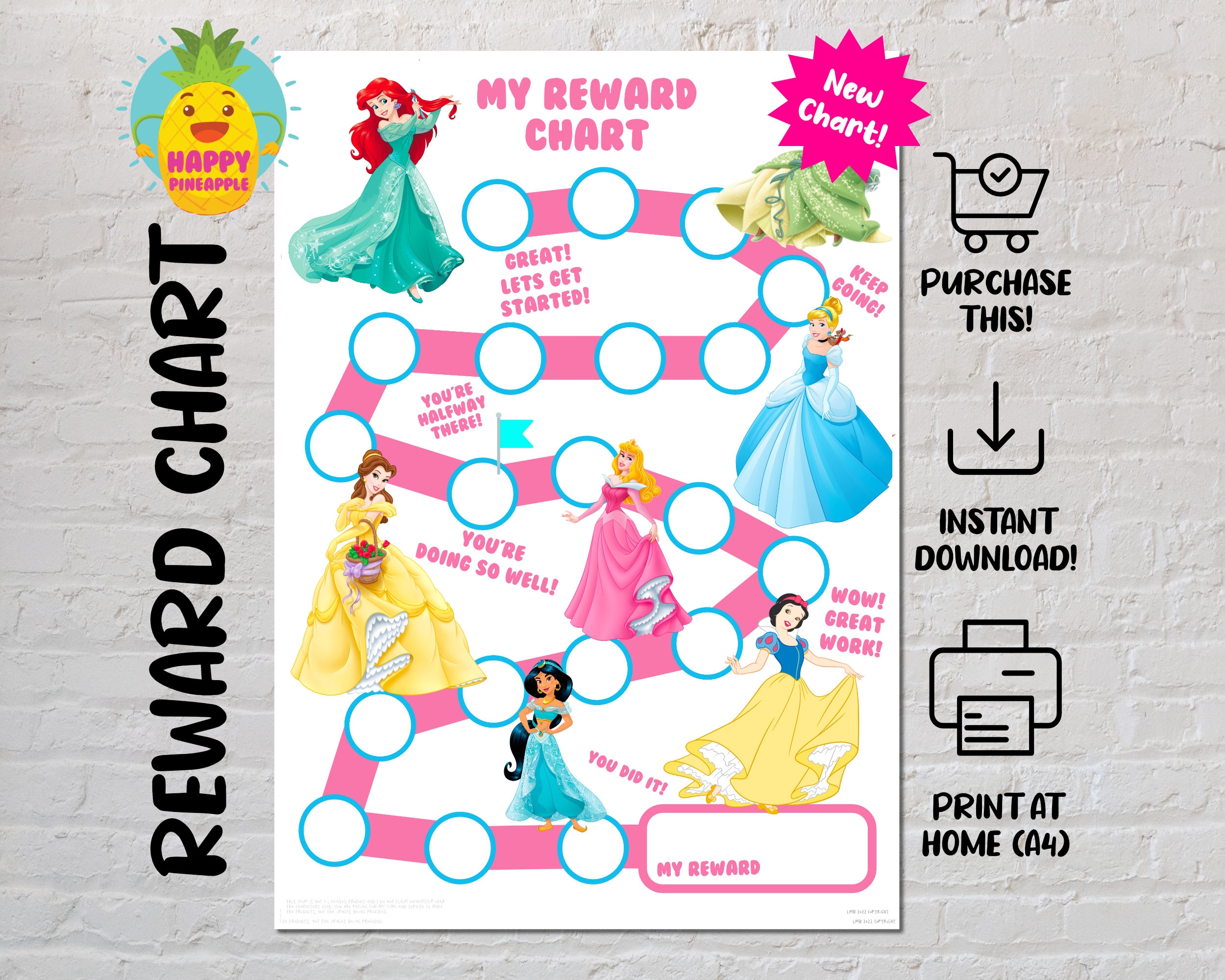 Girls Princess Reward Chart For Kids Chore Chart Behaviour Chart Girls Princess Reward Chart For Kids Chore Chart Behaviour Chart